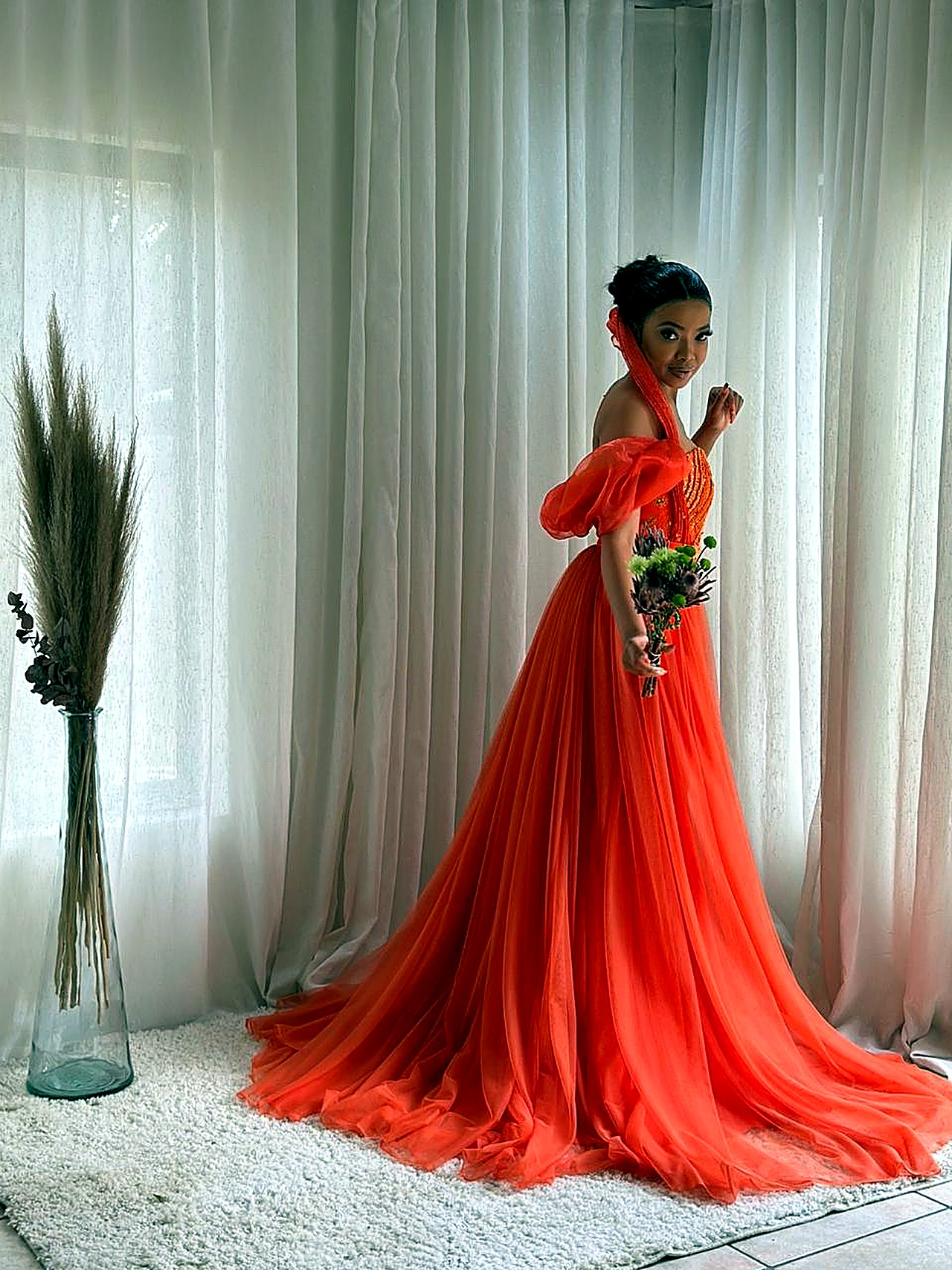 Real ES FASHIONS client wearing a custom couture gown
